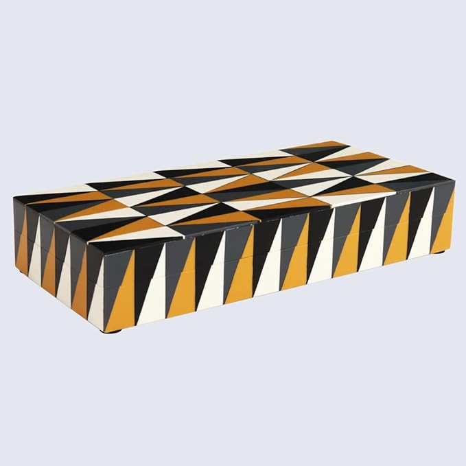 Handicrafts Home Large Decorative Storage Box 12x6– Coffee Table Organizer Box, Modern Home Décor Accent, Keepsake Memory Box, Jewelry Storage Box, Boho Decorative Box with Lid for Shelf, Mantle Decor