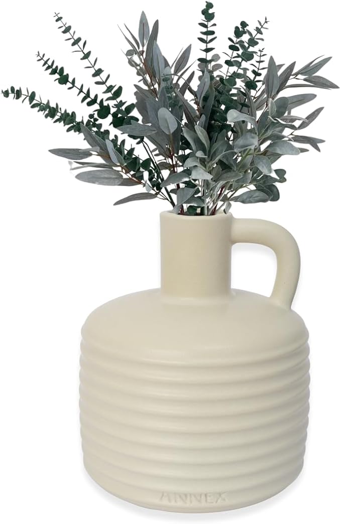 Annex Large Ceramic Handmade Bud Vase, Perfect for Pampas Grass, Book Vase for Flowers, Boho Room Decor for Home, Table, Shelf, Floor, Centerpiece or Book Display