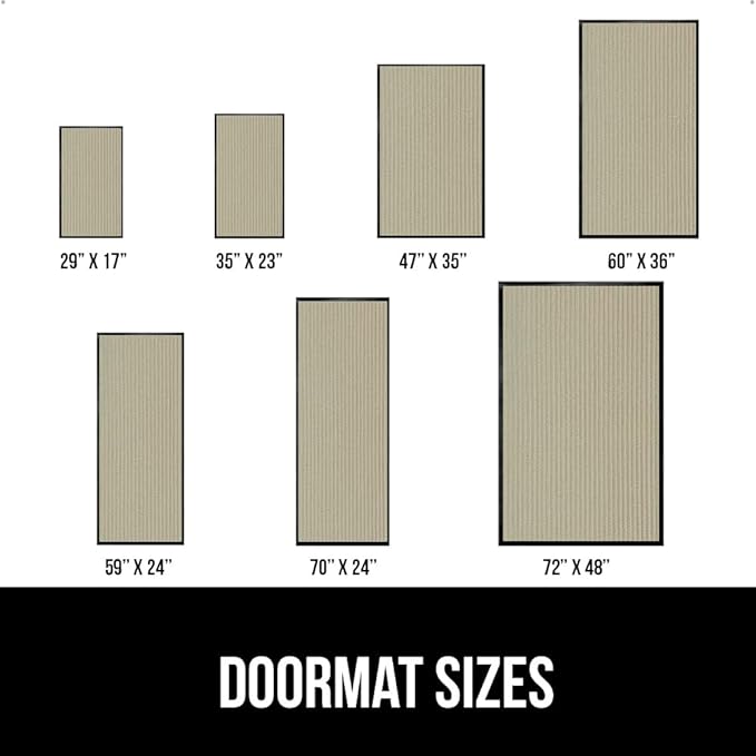 GORILLA GRIP Waterproof Traffic Guard Door Mat, 60x36, Heavy Duty Entryway Mats, Strong Backing Commercial Utility Rugs for Office Hallway, Garage Floor and Home, Low Profile Carpet Runner, Beige