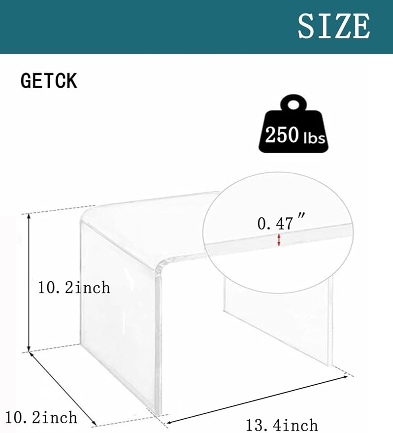 Acrylic Kids Step Stool 13" W - Water-Resistant Bathroom Stool, 200 lbs Capacity, No Assembly Required