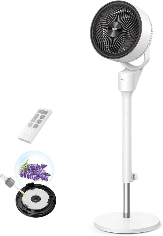 Dreo Fan for Bedroom, 80° Oscillating Standing Fan, 25dB Quiet, 80ft Pedestal Fans for Home Office, 90° Manual Vertical, 3 Speeds, Remote, 34-41" Adjustable Height, Air Circulator