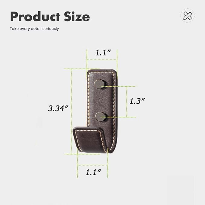 4 Pcs Leather Coat Hooks Wall Mount,Coat Hooks for Wall,Wall Hooks for Hanging Robe Towels Bags Hats Scarf Keys Clothes Suitable for Bedroom, Entryway and Closet (Coffee)
