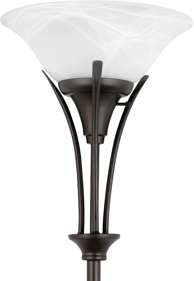 Globe Electric 63361 Gatineau 70" Floor Lamp, Dark Bronze Finish, Alabaster Glass Shade, 0