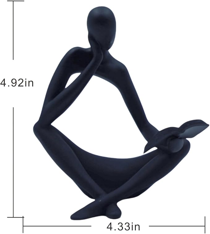 "Reading Woman Thinker Sculpture is a Modern Abstract Decorative Piece, a Favorite Among Book Lovers and Thinkers, Suitable for Placement in Living Rooms, Offices, and bedrooms. (Black B)