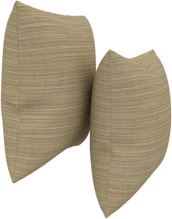 Covers & All Sunbrella Indoor/Outdoor Throw Pillows, Square Throw Pillows Inserts with Covers Set of 2 (Dupione Latte, 16x16)