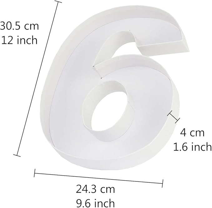 WENPACK 12.5" Cardboard Letter Shaped Mache Flower Strawberries Fillable Sweets Confectionery Packaging Box with Clear Lid (White, 6or9)