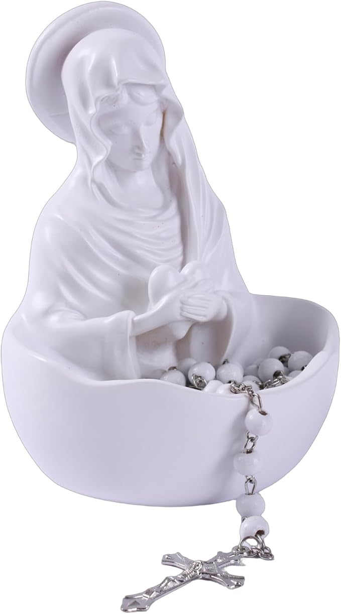 Handmade Virgin Mary Decorative Bowl Including Prayer Beads Multi functional Bookshelf Console Desktop Altar Decoration