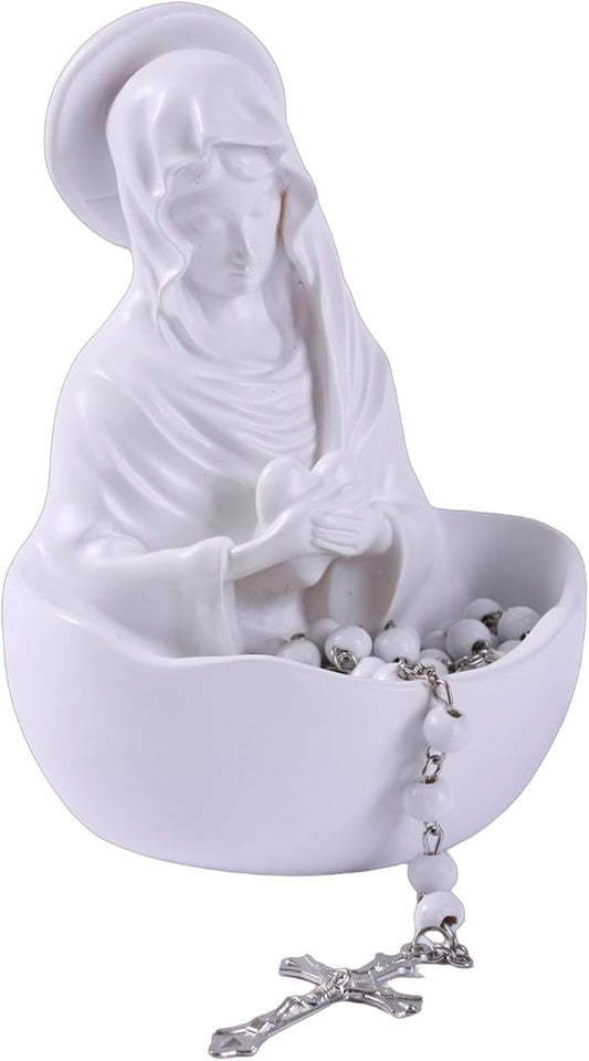 Handmade Virgin Mary Decorative Bowl Including Prayer Beads Multi functional Bookshelf Console Desktop Altar Decoration