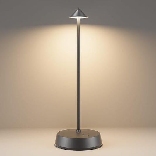 Cordless Table Lamps Rechargeable, 6000mAh LED Battery Operated Desk Lamp, Portable Outdoor Waterproof Touch Stepless Dimmable Wireless Table Light for Dining Restaurant Home Patio (Grey-1PC)