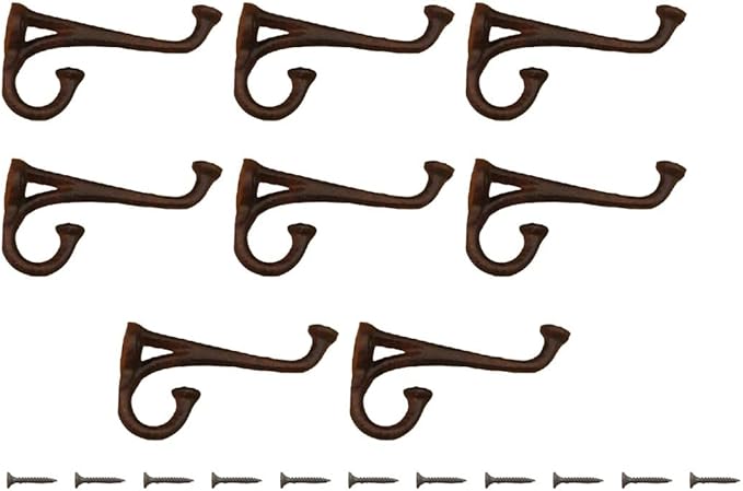 Midwest Craft House 8 Rustic Cast Iron Coat Hat Wall Hooks Restore School Farm Towel Bath Kitchen