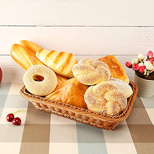 Teng Lang 15.8" Fruit Baskets Wicker Bread Basket, Woven Tabletop Food Fruit Vegetables Serving, Restaurant Serving Basket,Brown(2 PACKS)
