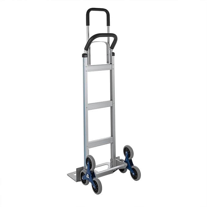 Aluminum Stair Climber Hand Truck 18 x 7.5 Inch Nose Plate Stair Climbing Hand Truck 6 Wheels Hand Truck Dolly