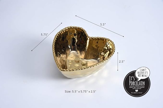 Pampa Bay Love is in the Air Heart Porcelain Bowl, Gold