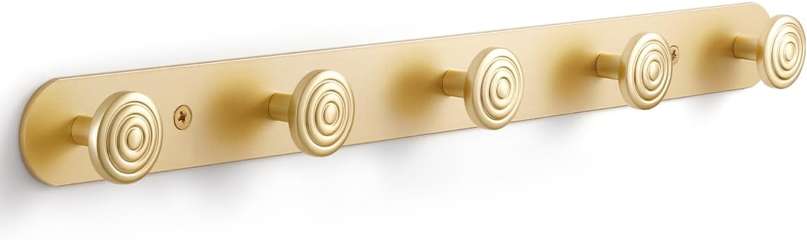 1 Pack Coat Rack Wall Mounted Gold Brass Towel Hooks for Bathrooms Wall Hooks for Hanging Coat Robe Hooks Kitchen Decorative Heavy Duty Zinc Alloy