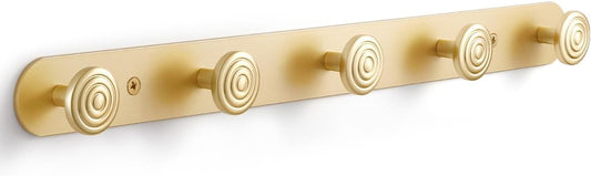 1 Pack Coat Rack Wall Mounted Gold Brass Towel Hooks for Bathrooms Wall Hooks for Hanging Coat Robe Hooks Kitchen Decorative Heavy Duty Zinc Alloy