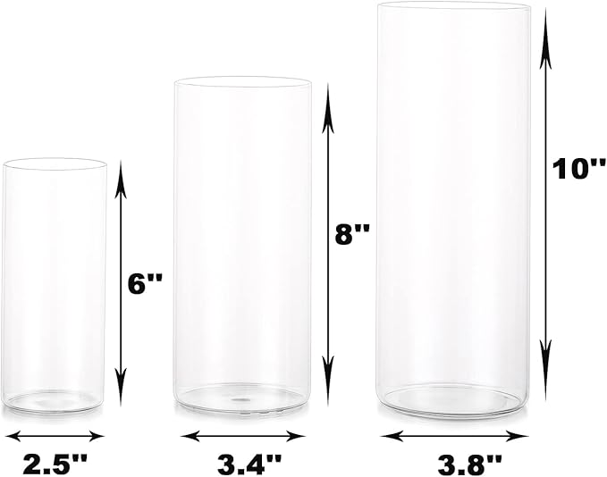 Cylinder Vase Bulk Clear Esmiome - Cylinder Vases for Centerpieces 3 Sets (9Pcs) Hurricane Floating Candle Holder, Glass Vases for Flowers, Decorative Centerpiece for Wedding, 6''+8''+10''(High)
