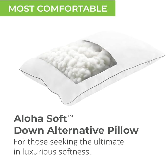 Cariloha Aloha Soft Down Alternative Pillow | White | Standard | 32" x 20" | 100% Down Alternative Fill with 100% Viscose Cover
