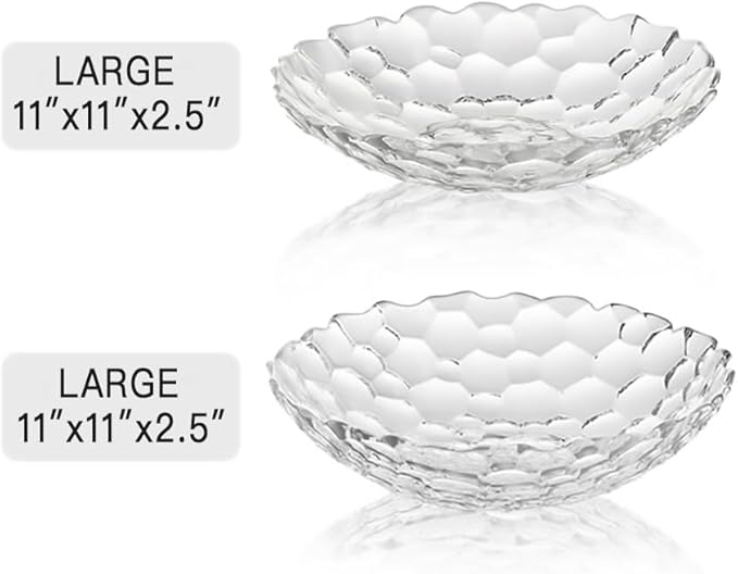2 Pack Glass Fruit Bowl, Fruit Basket Holder, Crystal Fruit Bowl, Dessert Plate,Decorative Pedestal Bowl,for Table Décor for Home,Office, Wedding Decor, Fruit, Snack, Dessert (Large,Clear)