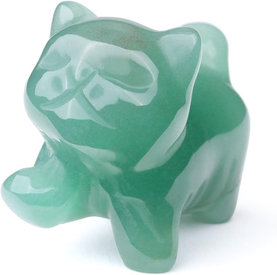 Jovivi Natural Green Aventurine Crystal Cat Statue Home Decor Carved Gemstone Cats Figurine Collectibles Pocket Sculpture Pet Memorial Decorative Ornament Gift for Cat Lovers