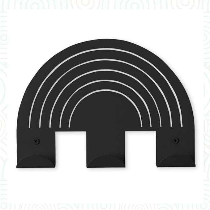 Rainbow Black Wall Hooks – Heavy-Duty Metal Hooks for Hanging | Stylish & Decorative Coat Hook for Backpacks, Towels & Bags | Durable, Minimalist Wall Organizer for Kids' Room & Playroom