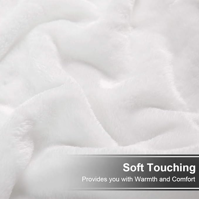 Soft Twin Size Blanket All Season Winter Warm Microplush Lightweight Thermal Fleece Blankets for Couch Bed Sofa,66x90 Inches,White