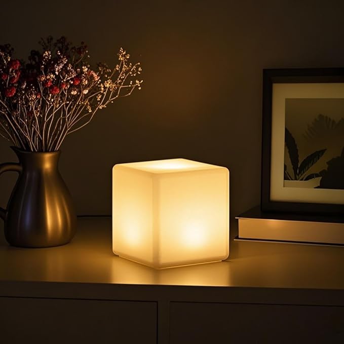 6 inch Rechargeable LED Cube Light, 16 Colors Changing Tesseract Light Cubes w/Remote, Dimmable Cosmic LED Cube Mood Lamp, Waterproof Bedside Lamp Night Lights for Kids Nursery Home Party