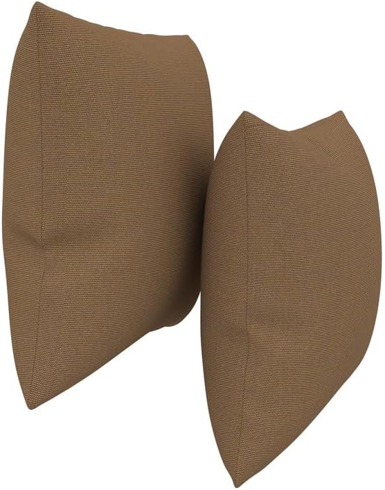Covers & All Sunbrella Indoor/Outdoor Throw Pillows, Square Throw Pillows Inserts with Covers Set of 2 (Canvas Cocoa, 16x16)