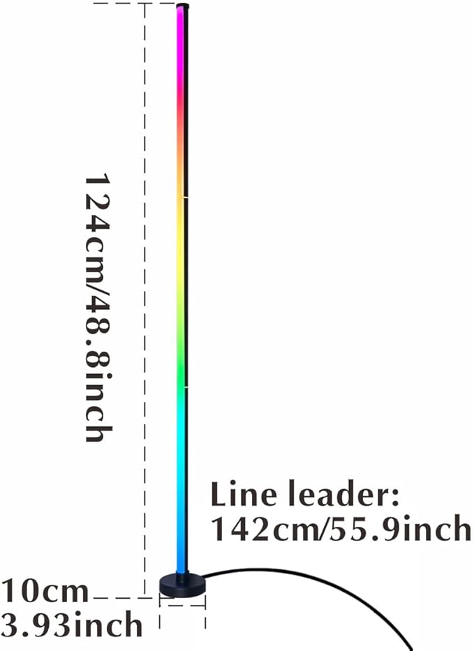 RGB LED Corner Floor Lamp，DIY Floor Lamp with Music Sync and 16 Million Colors, 213 Dynamic Modes, App & Remote Control,Standingl Corner Changing Ambience Light, for Living Bedroom Room Gaming Room