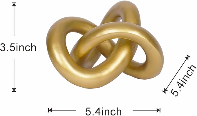 Geometric Round Sculpture Gold Knot Statue Decor Modern Tabletop Sculpture and Figurines Round Decorative Ornaments Knick Knacks Home Decor for Shelves Coffee Table Bookshelf Decoration Gifts