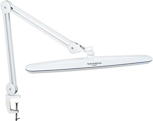 Task Lamp with Clamp, Bright 117PCS LEDs, Metal Swing Arm 24W 2200 Lumen Dimmable Led Desk Lamp for Architect Home Office Study Reading Dorm Workbench Craft, 23 Inch Working Lamp(White)