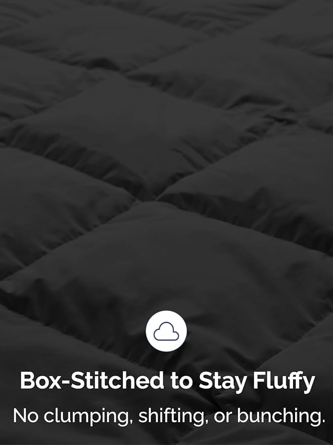 Twin Size, Black Alternative Down Comforter - Warm and Lightweight - Luxury and Breathable Hotel Quality Bedding Set - All Season Fluffy and Cozy Oversized Cooling Microfiber Duvet Insert Comforter