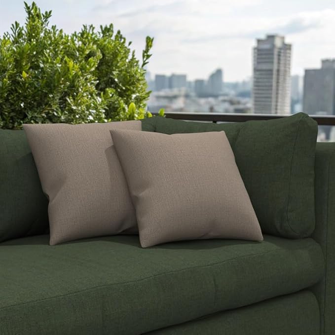 Covers & All Sunbrella Indoor/Outdoor Throw Pillows, Square Throw Pillows Inserts with Covers Set of 2 (Cast Shale, 16x16)