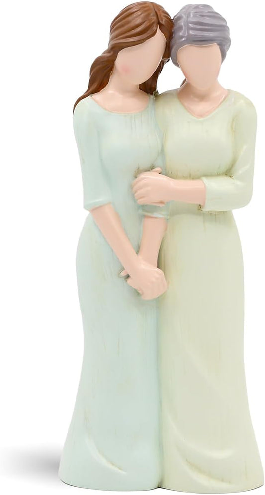 Mother Daughter Figurines,Gifts for Mom from Daughter,7.6" Mother and Daughter Hand Painted Figure