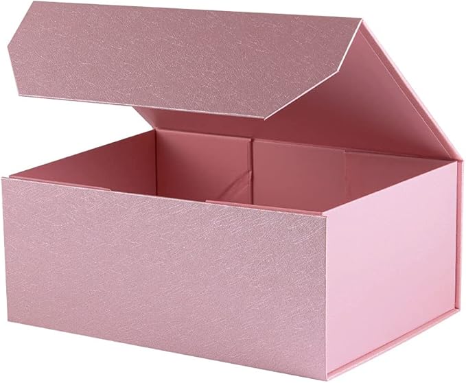 Upgrade 1PCS Pink Gift Box 9.5x7x4 Inches, Sturdy Gift Box with Lid for Gift Packaging, Foldable Magnetic Closure Storage Boxes, Bridesmaid proposal box, Rectangle Collapsible Box