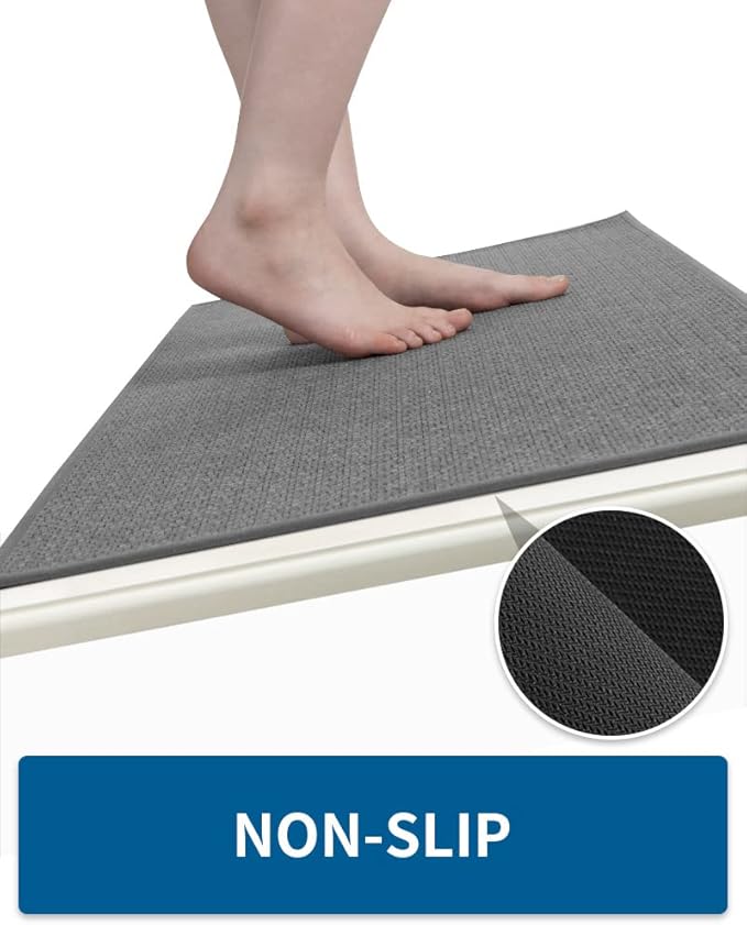MontVoo Kitchen Rugs and Mats Non Skid Washable, Absorbent Runner Rugs for Kitchen, Front of Sink, Kitchen Mats for Floor (Dark Grey, 20"x70")