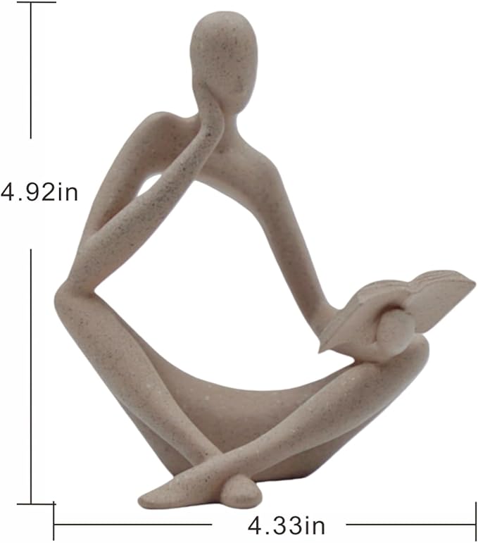 "Reading Woman Thinker Sculpture is a Modern Abstract Decorative Piece, a Favorite Among Book Lovers and Thinkers, Suitable for Placement in Living Rooms, Offices, and bedrooms. (Sandstone B)