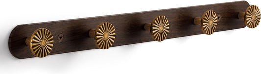 1 Pack Coat Rack Wall Mounted Antique Brass Wood Towel Hooks for Bathrooms Wall Hooks for Hanging Robe Coat Hooks Kitchen Decorative Heavy Duty Zinc Alloy