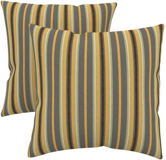 Covers & All Sunbrella Indoor/Outdoor Throw Pillows, Square Throw Pillows Inserts with Covers Set of 2 (Foster Metallic, 16x16)