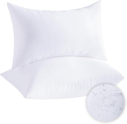 12x20 Outdoor Pillow Inserts Set of 2 Waterproof Hypoallergenic Throw Cushion Fillers - Rectangle Polyester White Lumbar Support Decorative Pillows for Couch, Bed, sofa, Patio - Soft & Firm Support