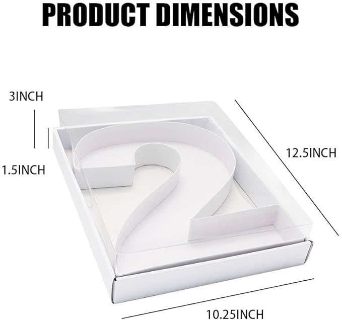 WENPACK 12.5" Cardboard Number Shaped Mache Party Decorative Strawberries Fillable Sweets Candy Box with Clear Lid (white, 2)
