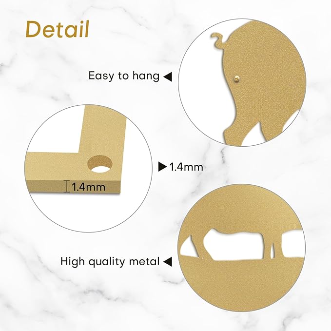 SIGNLEADER Metal Wall Art Decor Chicken, Pig, Cow Minimalist Modern Abstract Wall Sculpture Hangings Home Decoration for Living Room, Bedroom, Bathroom, Kitchen, Outdoor - 18" Gold
