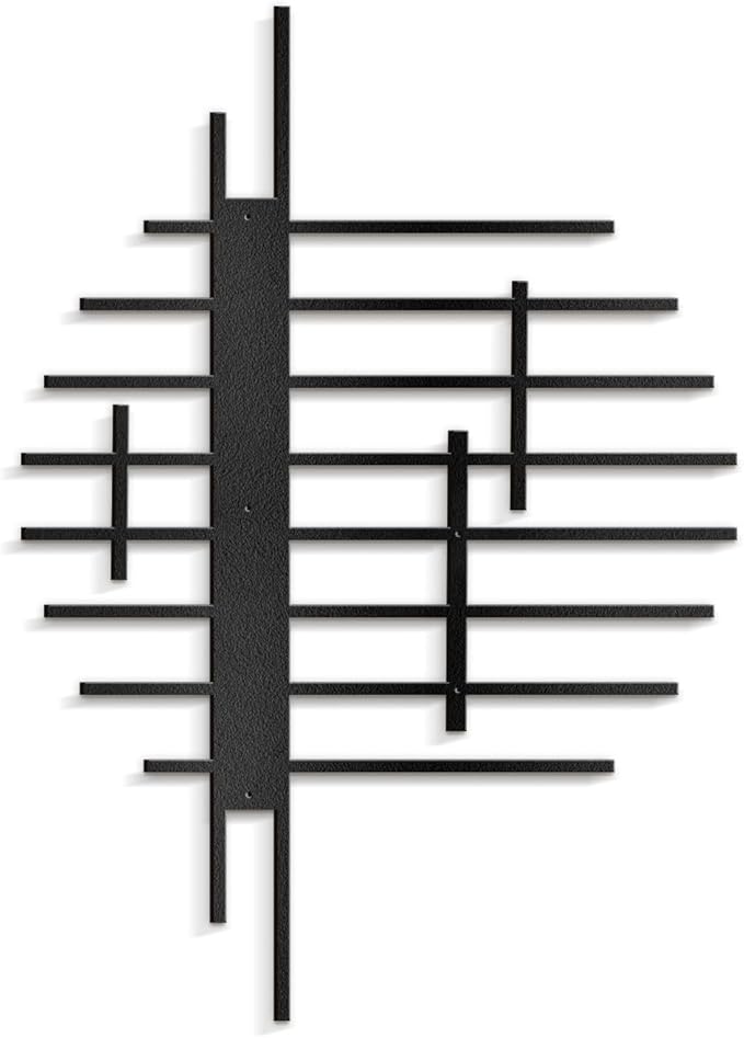 SIGNLEADER Metal Wall Decor Linear Abstract Minimalist Modern Luxury Wall Sculpture Hangings 3D Statue Home Decoration for Living Room, Bedroom, Bathroom, Kitchen, Fireplace, Office - 18" Black