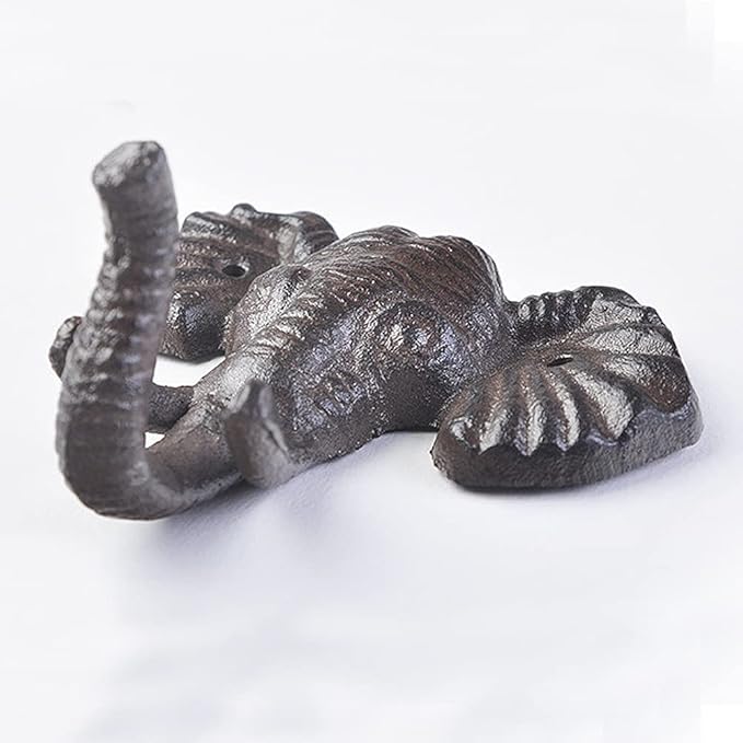 Retro cast Iron Hook Elephant Hook Creative Wall Hook Wall Hanging Coat Hook Key Hook 1Pcs Heavy Wrought Iron Decoration (A)