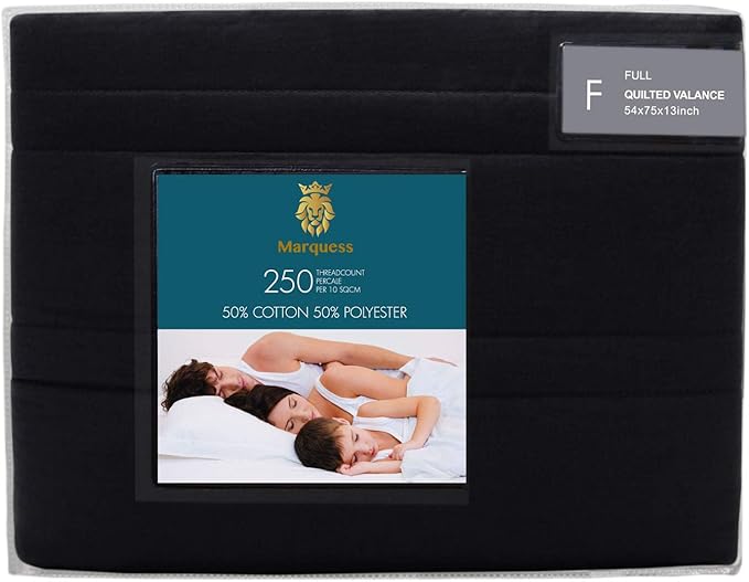 Marquess Tailored Bed Skirt Blended Quilted-Hang Down Feeling Enhancement Wrap Around Thick Bed Skirt,Dust-Proof, Wrinkle Fade Resistant Dust Ruffle with Classic 14’’Drop for Bedroom(Black, King)