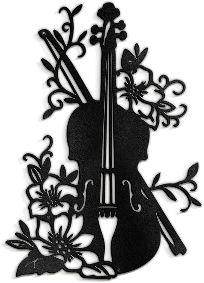 SIGNLEADER Metal Wall Art Decor Black Guitar Modern Abstract Wall Sculpture Hangings Home Decoration for Living Room, Bedroom, Bathroom, Kitchen, Outdoor - 18" Black