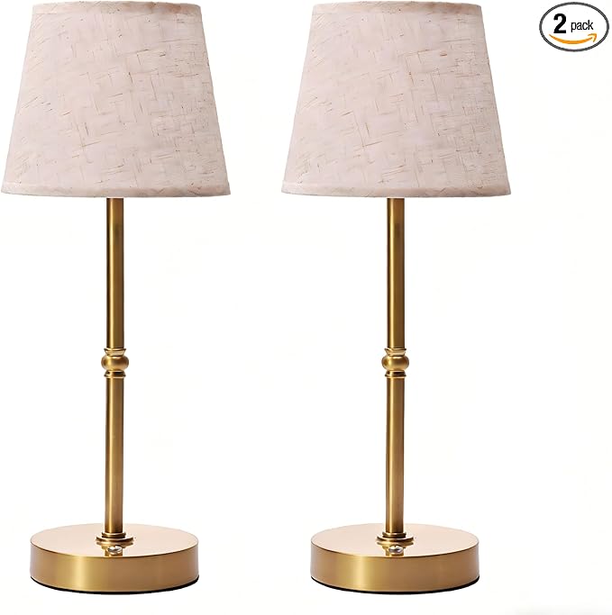 2-Pack Bedside Table Lamp，3 Level dimmable Touch Control lamp，6000mAh Battery, USB Charging Port, LED Bulb Included, Suitable for bedrooms, desks, and Dining Tables