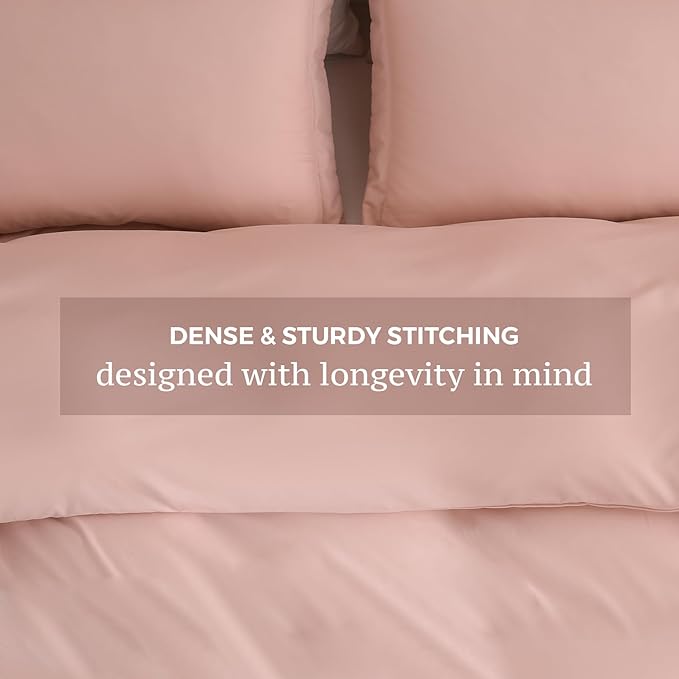 JSD Dusty Pink Duvet Cover Set Full Size, 3 Piece Duvet Cover with Pillow Shams, Soft Brushed Microfiber Zipper Closure, Comforter Not Included