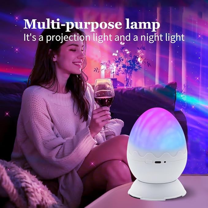 Galaxy Projector Egg Night Light Projector USB-Powered Mood Lighting Adult Kids Night Light Adjustable Colors Lights for Bedroom Aurora Halloween Decorations Christmas Gift