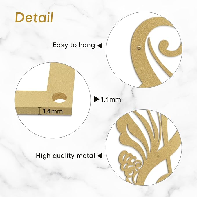 SIGNLEADER Metal Wall Art Decor Music Notes Modern Abstract Wall Sculpture Hangings Home Decoration for Living Room, Bedroom, Bathroom, Kitchen, Outdoor - 18" Gold