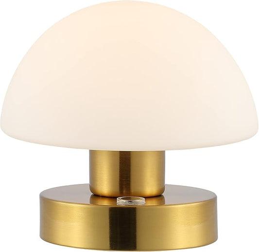 JONATHAN Y JYL7113C Zoe 5.75" Modern Minimalist Iron Rechargeable Integrated LED Table Lamp Contemporary Bedside Desk Nightstand Lamp for Bedroom Living Room Office, Brass Gold/White